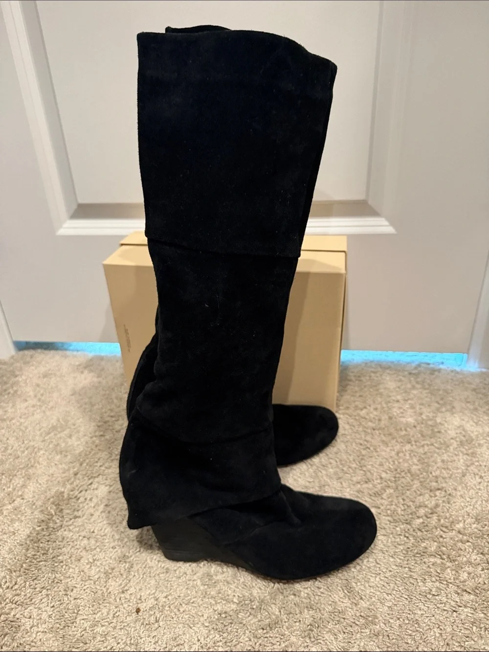 Classic Black Suede Knee-High Women's Boots